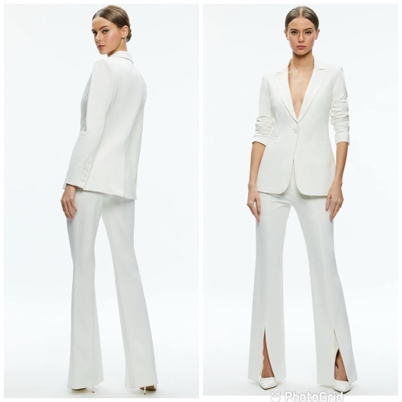 Alice + Olivia Jackets & Blazers - Alice + Olivia BREANN FITTED BLAZER + Walker Pants in Off White Ecru NWT!